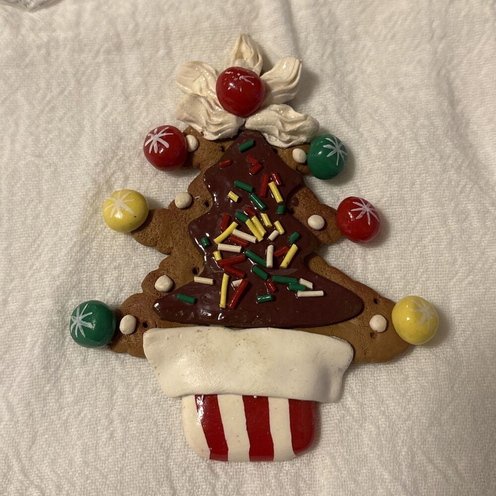 Christmas Tree Ice Cream Cookie Candies Sprinkles Flat Hanging Ornament 4.5 Inch